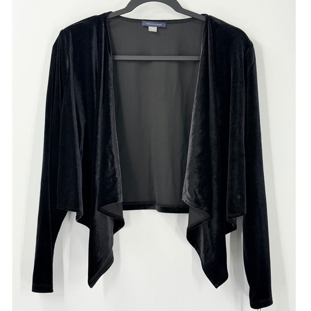 NWT Tommy Hilfiger Velvet Bolero Cardigan Womens M Whimsigoth Goth Black Witchy